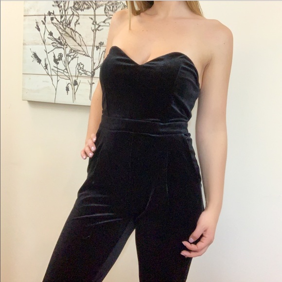 Blush BJ Pants - Blush BJ Velvet Strapless Jumpsuit